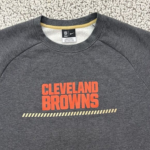 Nike Cleveland Browns Mens XXL Sweatshirt Gray Crewneck Pullover Front Pocket - Picture 3 of 13